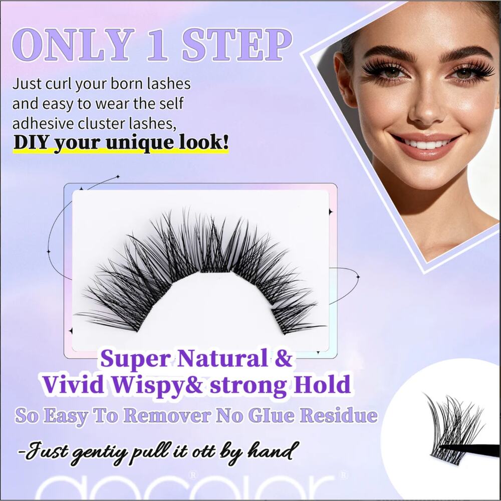Glue-Free Black Cluster Eyelash Set 100 Pcs 10–16mm + Tweezer | Natural Look - Picture 9 of 9